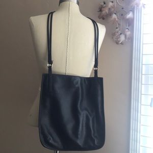 Vintage Leather Fossil Black Tote Bag